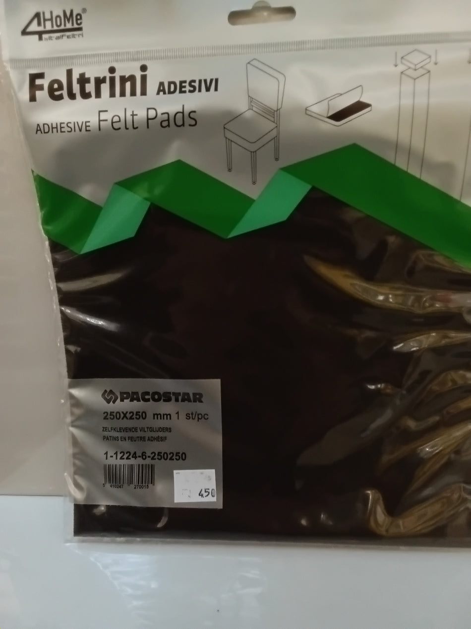 VILTGLIJDER ZELFKL,HOEKIG,BRUIN - 1st/pc-250x250mm