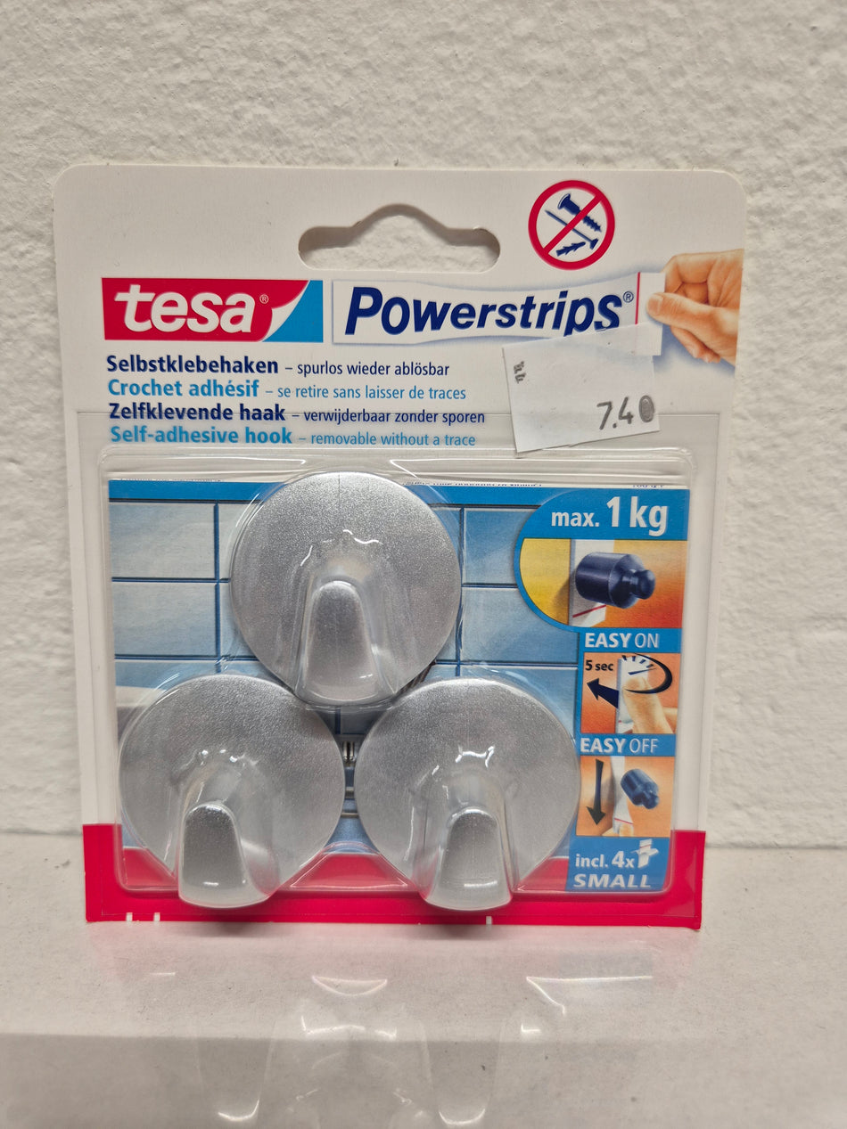 Tesa haakjes rond 3 stuks kleur Zilver