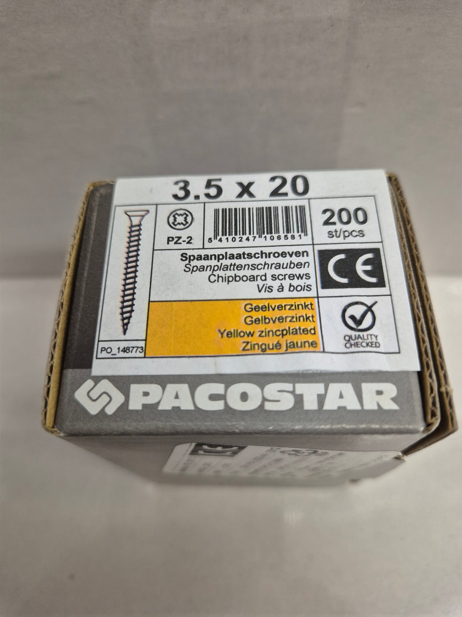 PANEELSCHROEVEN PLATKOP VERZ. - 3,5x20 mm