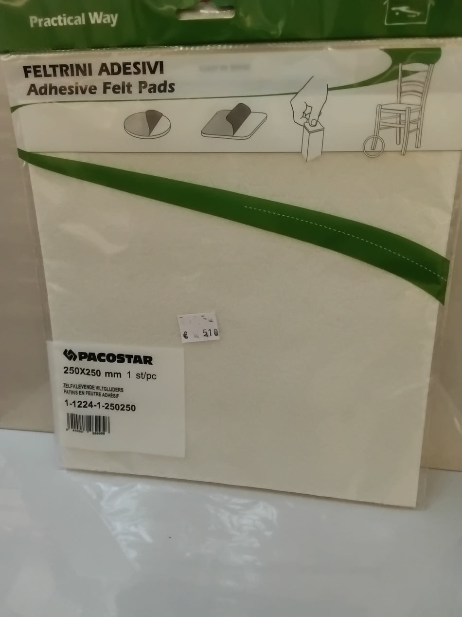 VILTGLIJDER ZELFKL.,HOEKIG,WIT - 1st/pc-250x250mm