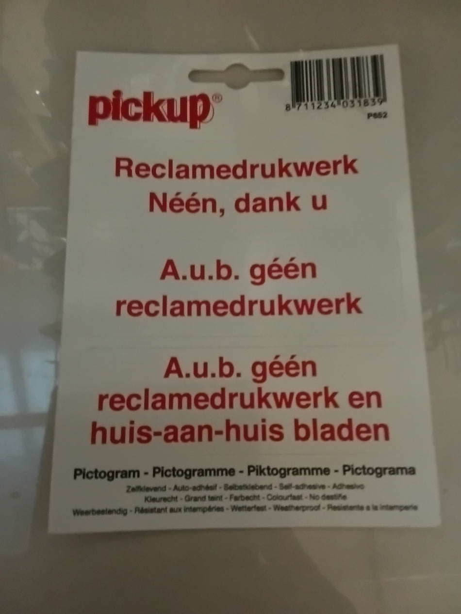 PICTOGR. ZELFKL. GEEN RECLAME - 100x100mm