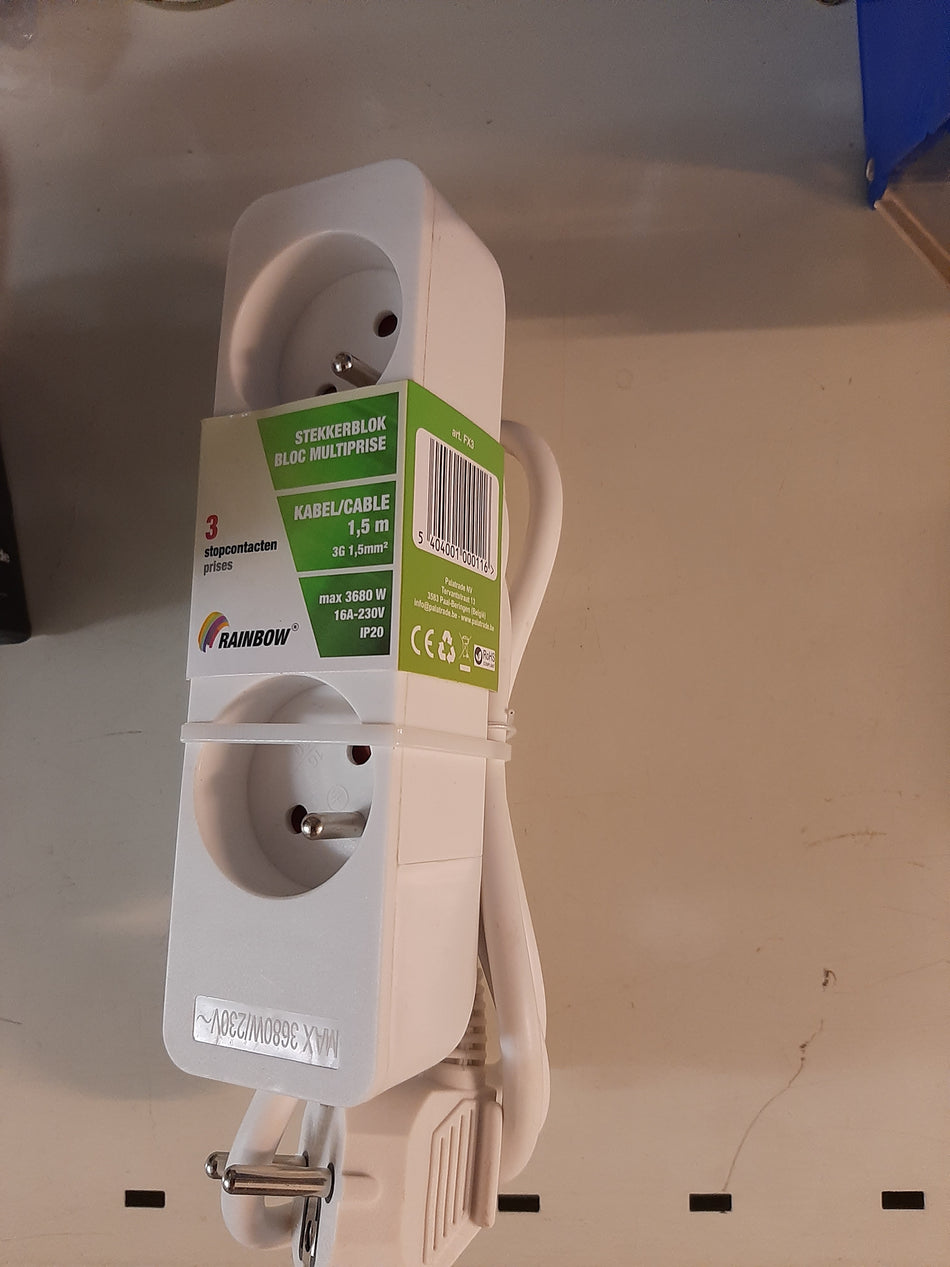 Stekkerblok 3 stopcontacten 1.5m wit