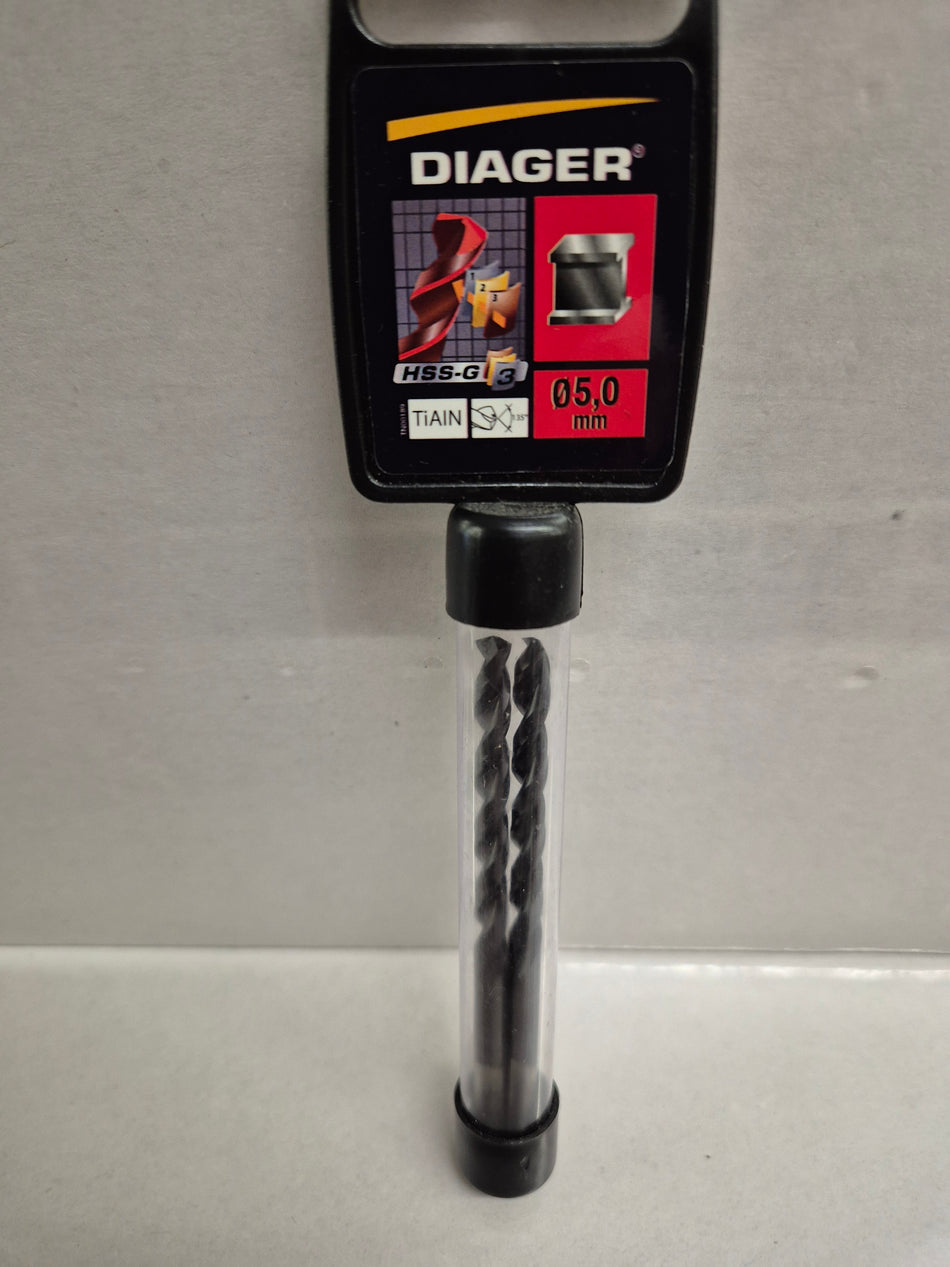 Diager tiain HSS Metaalboor 5mm 2 stuks