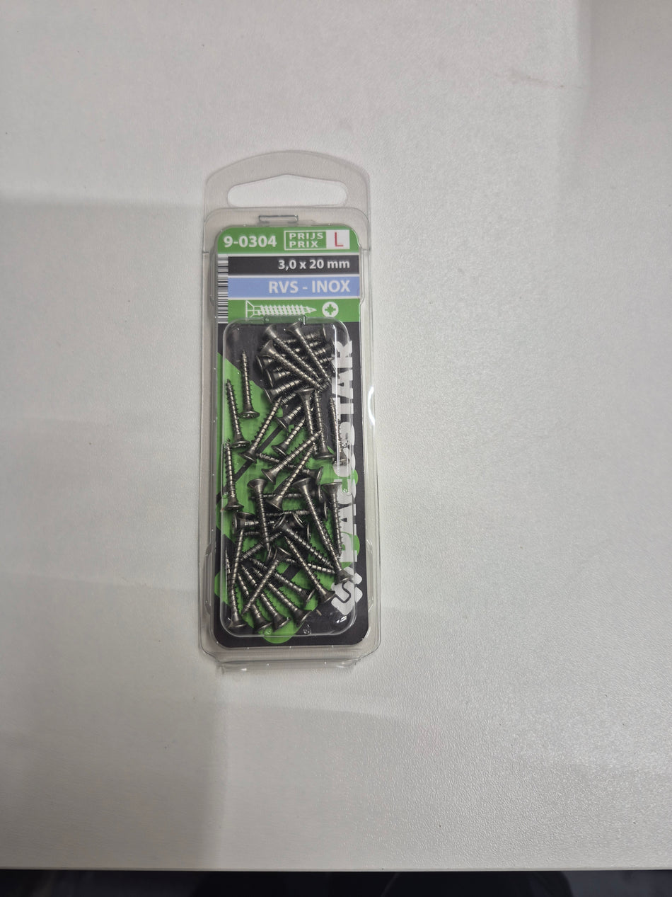 Rvs 3,0x20mm