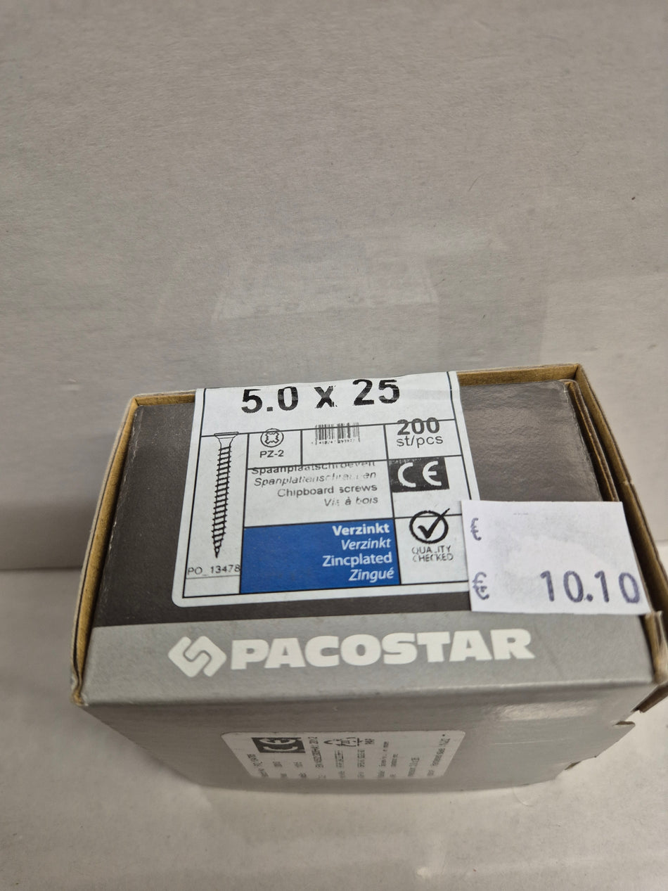 Paneelschroeven platkop  5x25 mm verzinkt