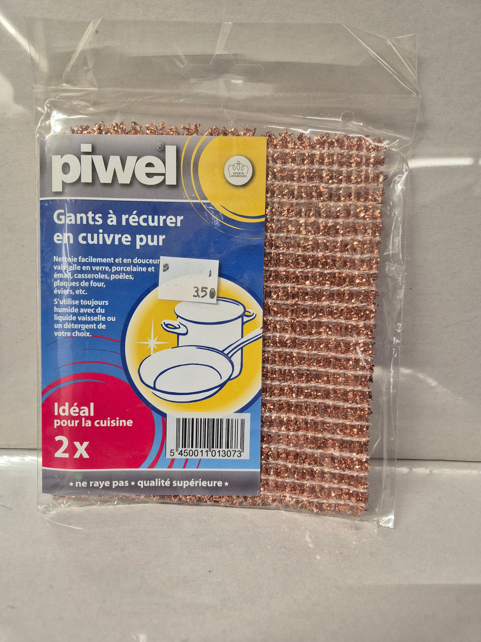 Piwel schuurhandschoenen uit echt koper.