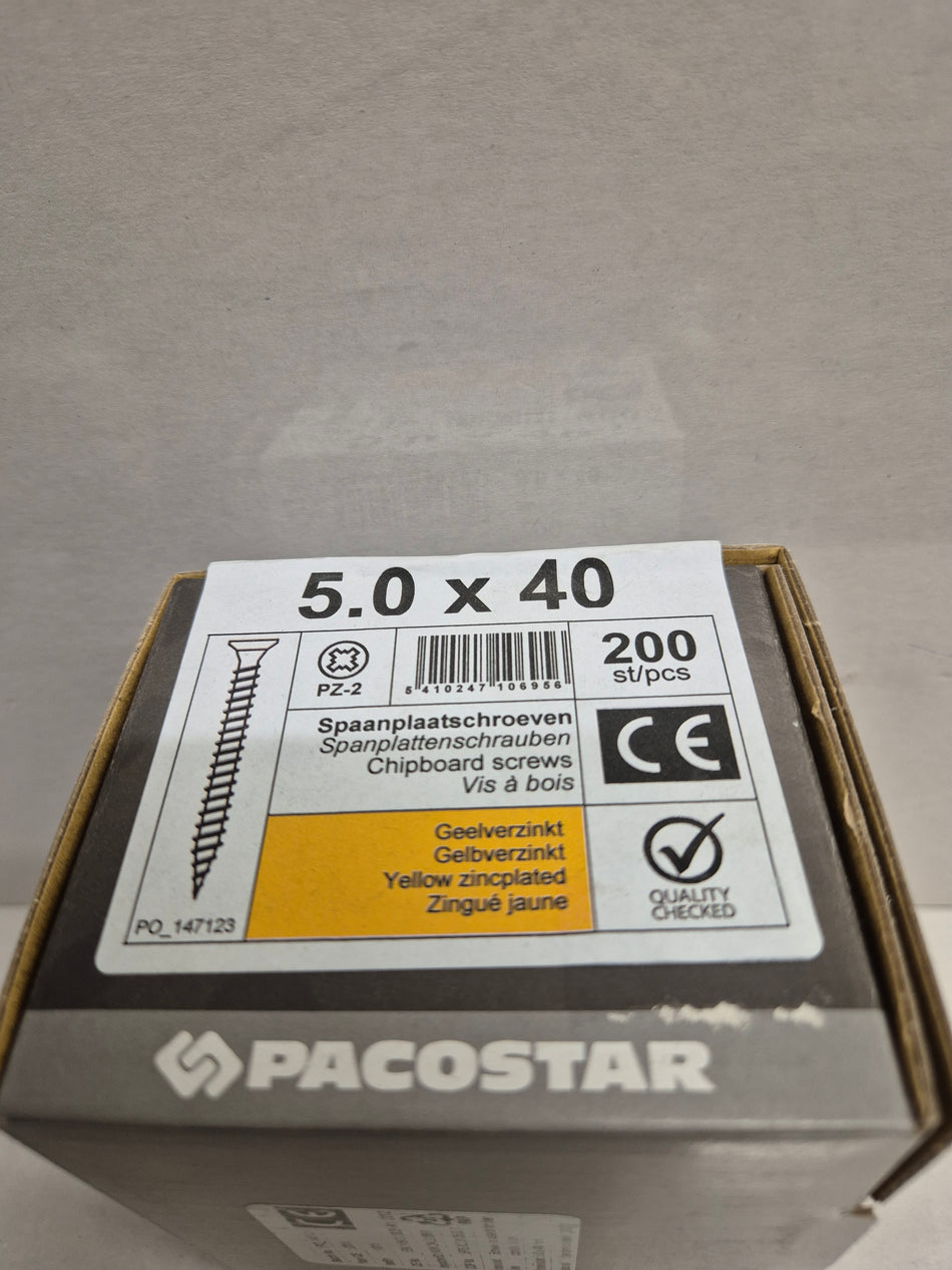 PANEELSCHROEVEN PLATKOP VERZ. - 5x40 mm 200 stuks