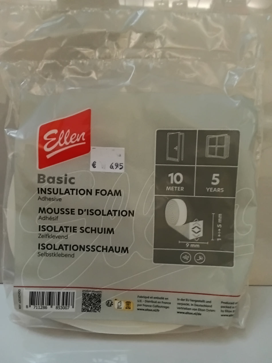 TOCHTBAND SCHUIM WIT 620301450 - 9x6mm - 10 M