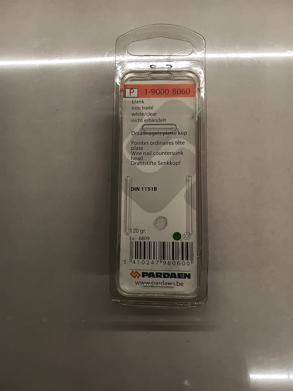 Draadnagels, platte kop, blank - 1,2 x 20 mm