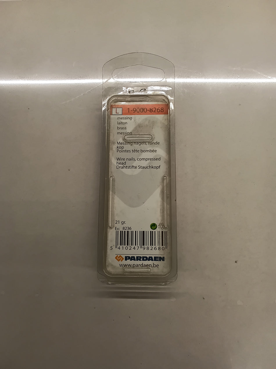 Messing nagels, ronde kop - 1,5 x 20 mm