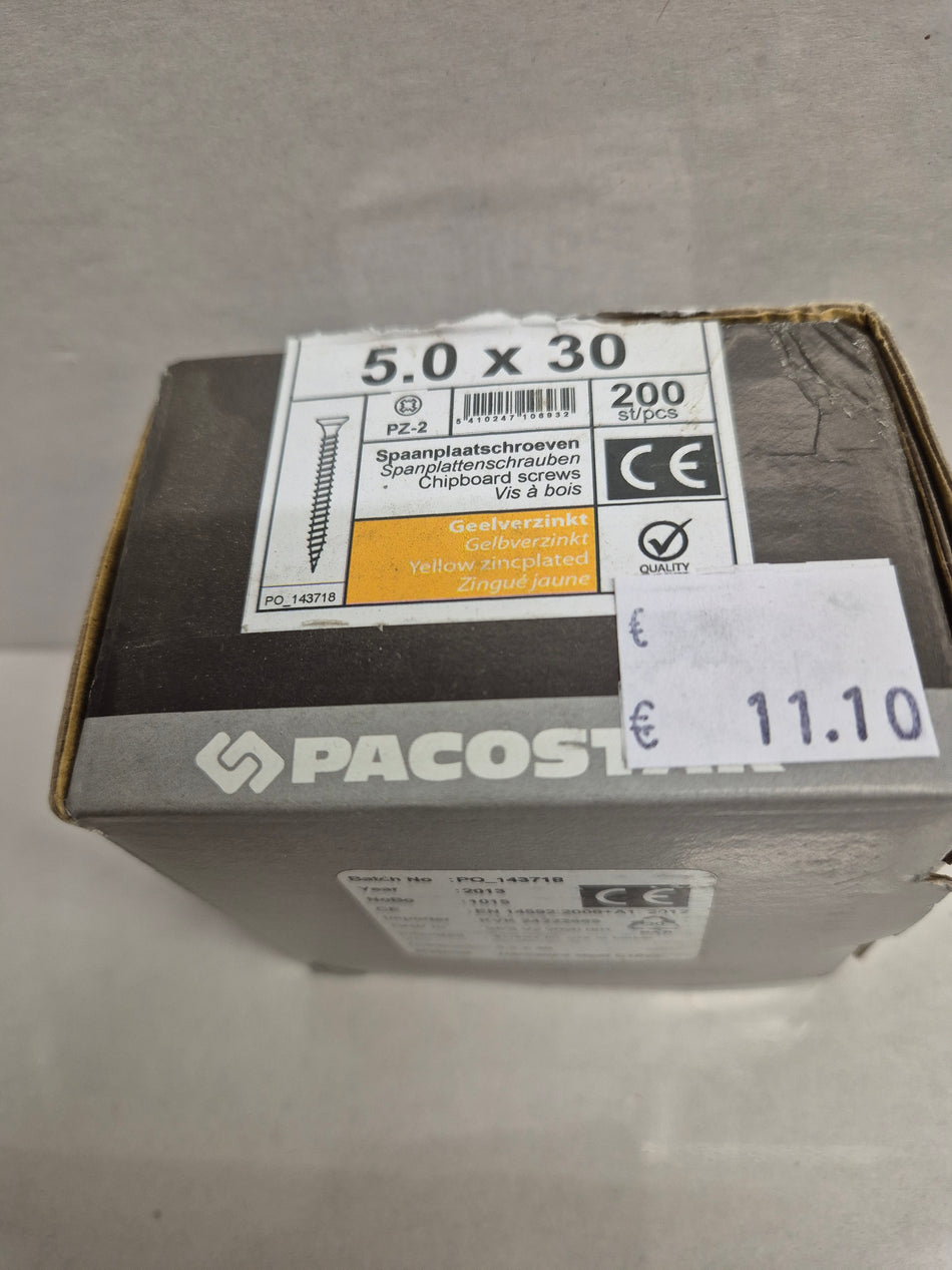 PANEELSCHROEVEN PLATKOP VERZ. - 5x30 mm