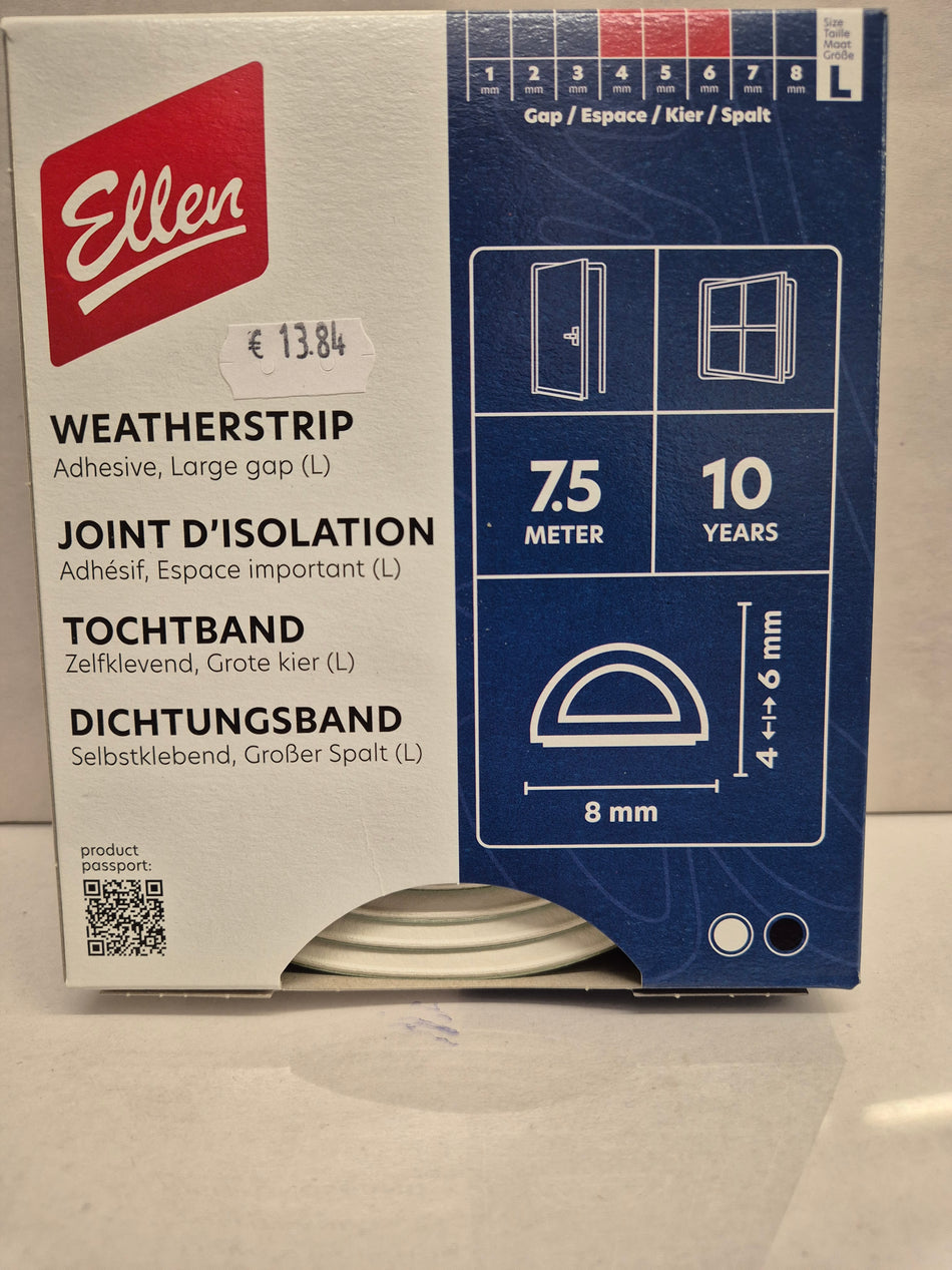 TOCHTBAND, D, WIT 600501050 - 8x6mm - 7.5 M