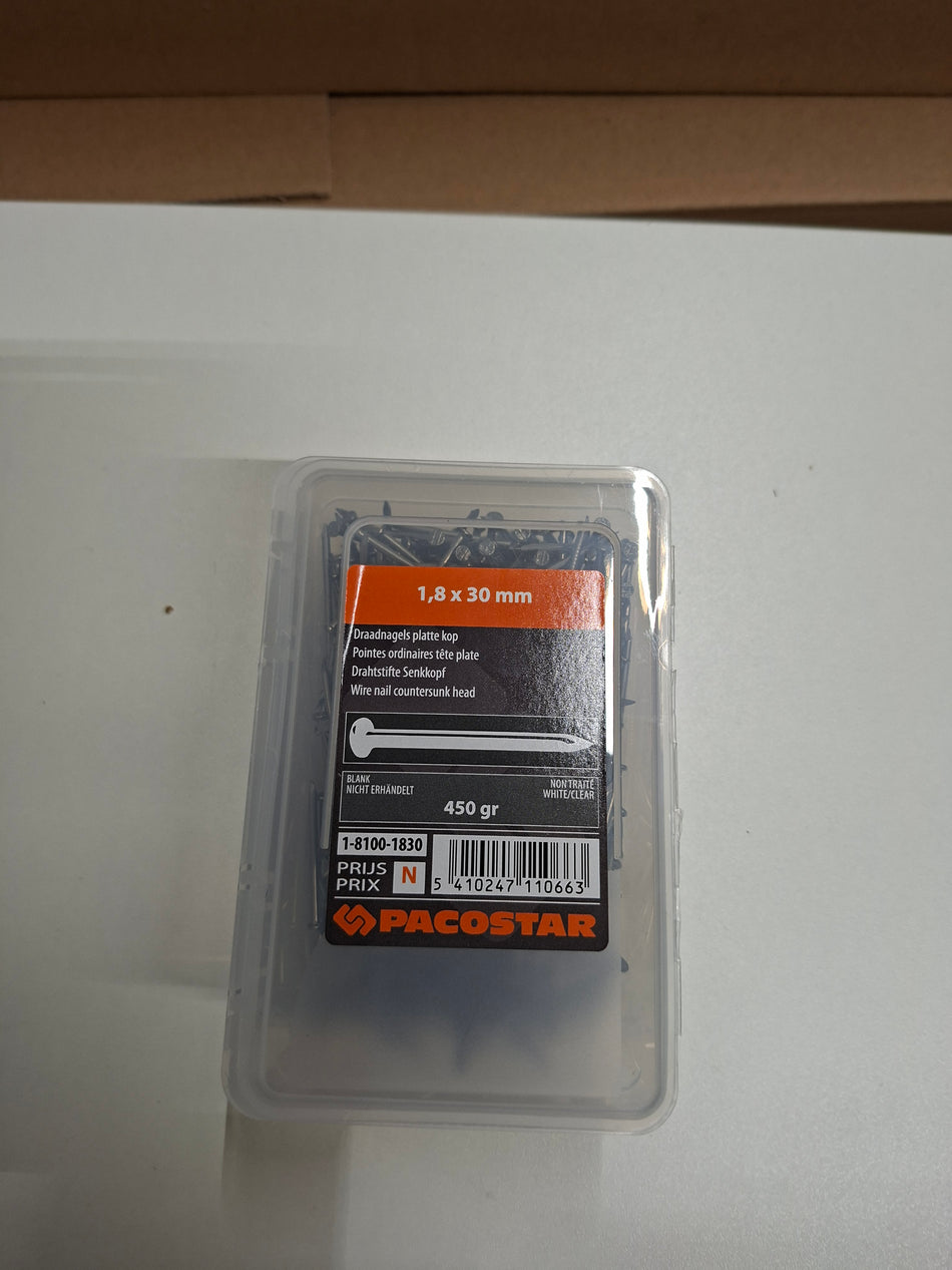 Draadnagels platte kop 1,8x30mm