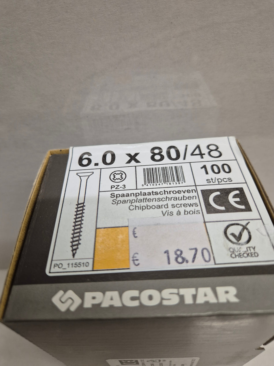 PANEELSCHROEVEN PLATKOP VERZ. - 6x80 mm