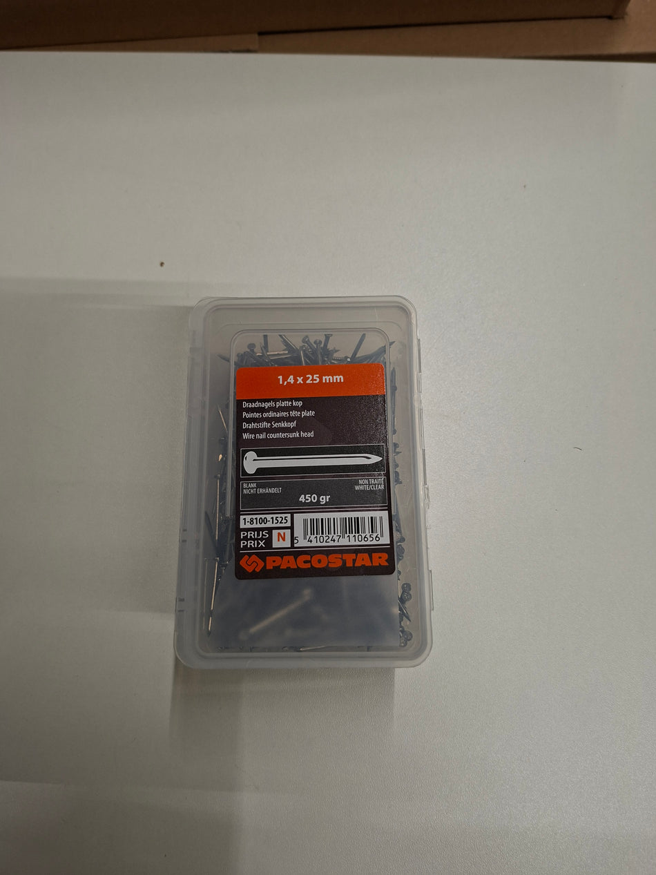 Draadnagels platte kop 1,4x25mm