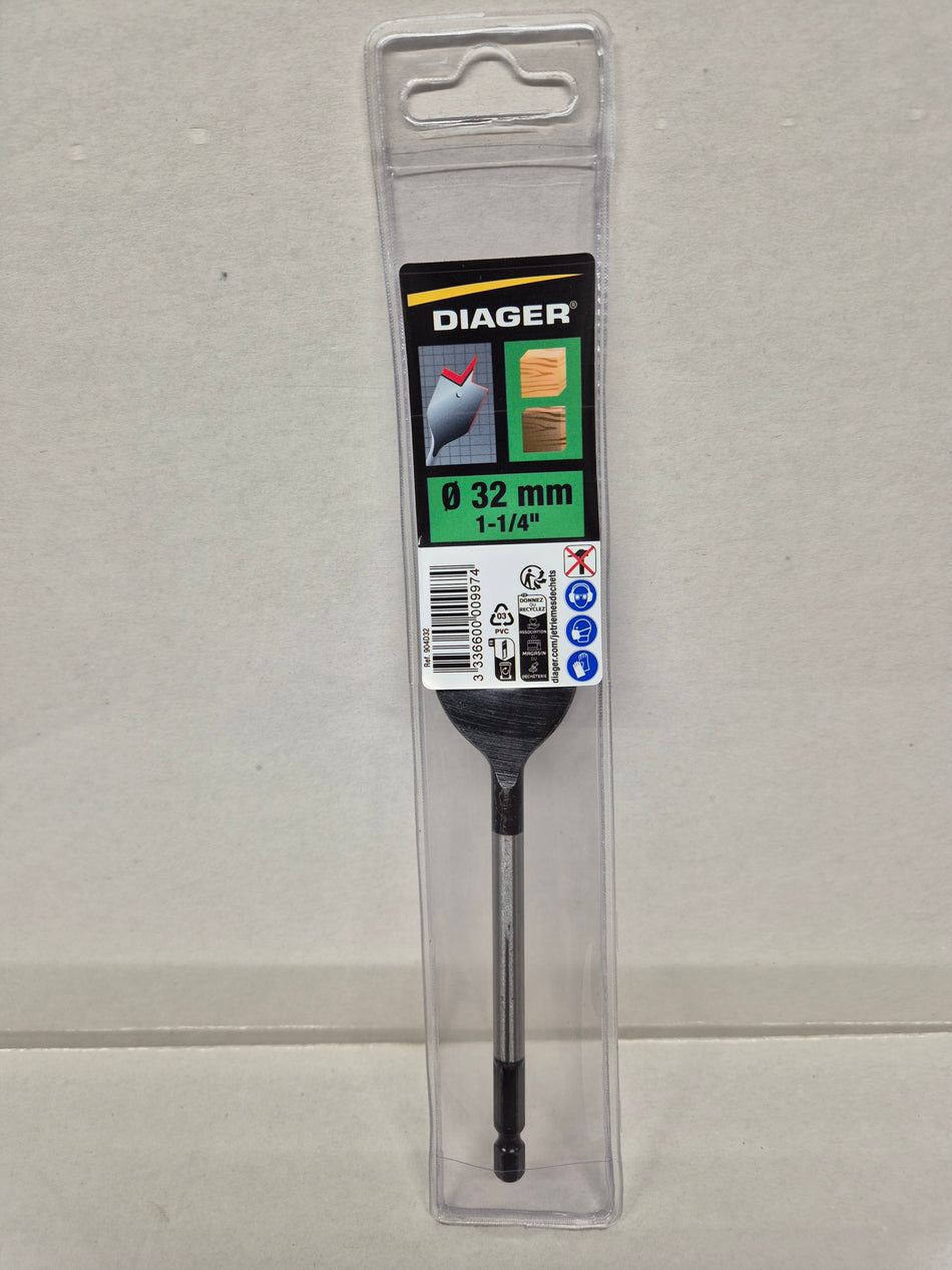 Diager houtfreesboor 32mm plat