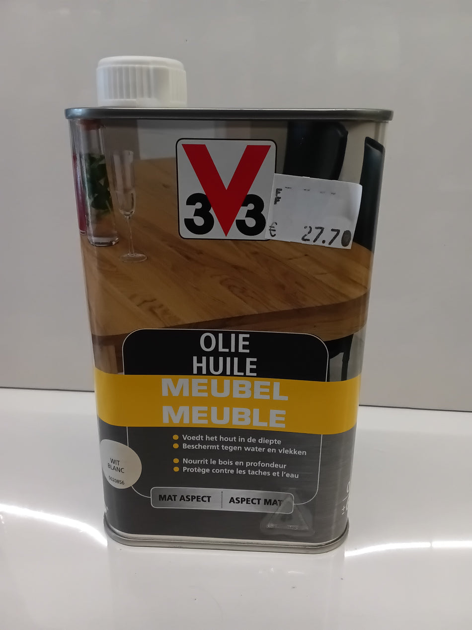 3V3 meubelolie mat aspect wit 0,5l