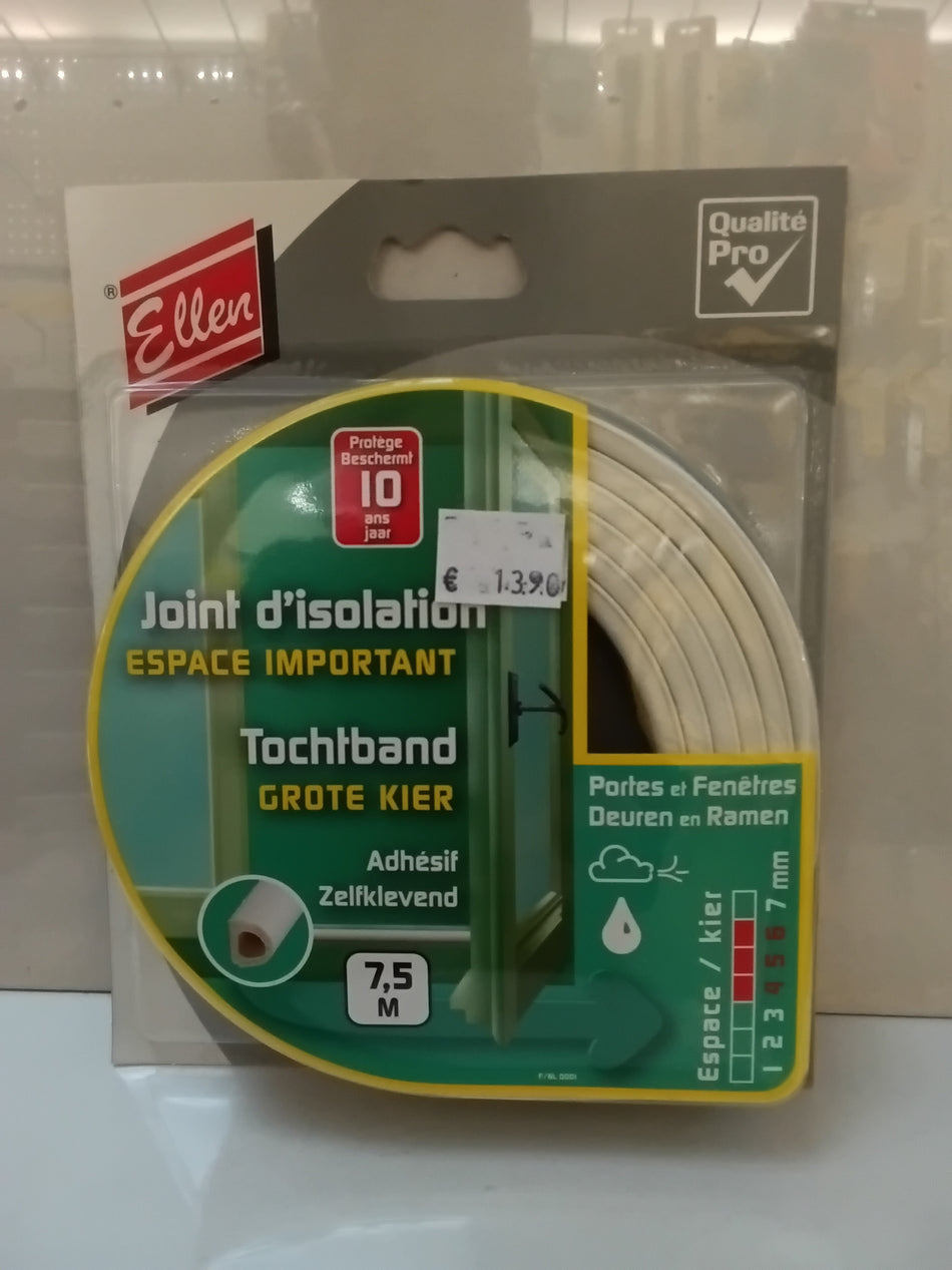 Tochtband 7,5mx7mm wit