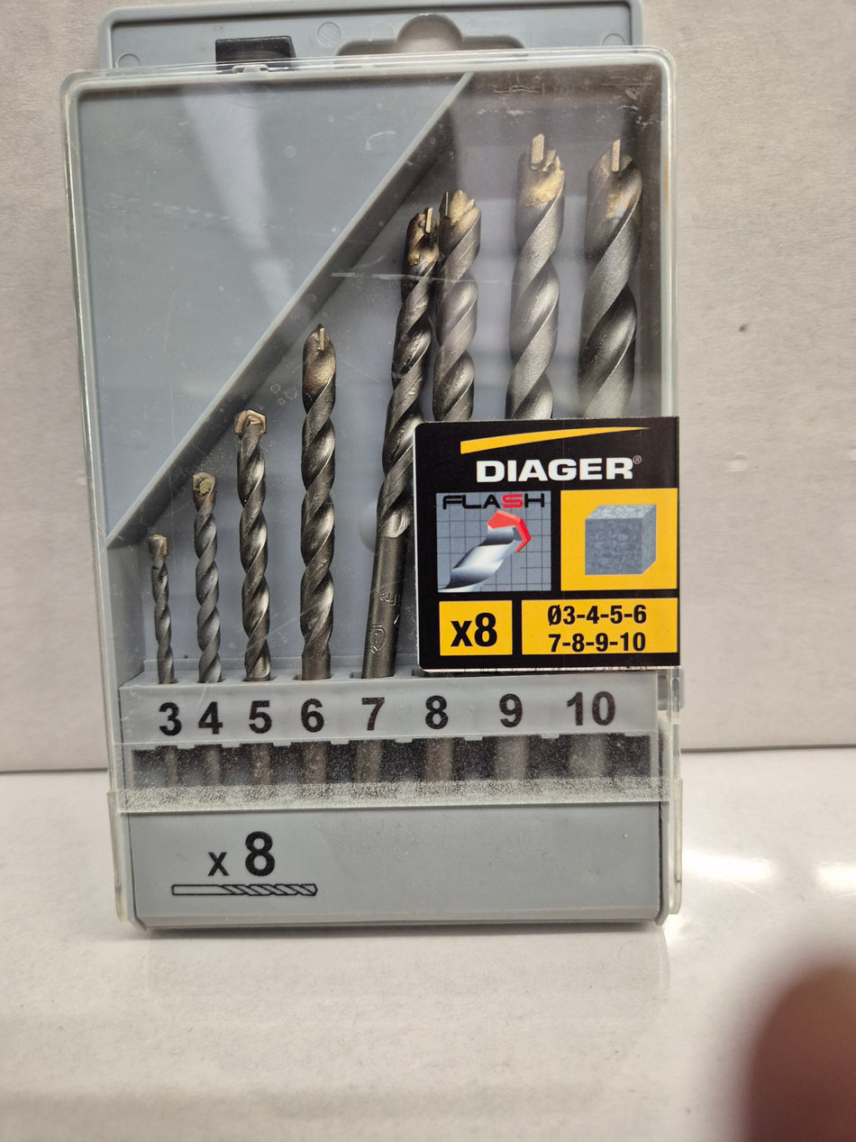 Diager set 8 Betonboren van 3mm tot 10mm