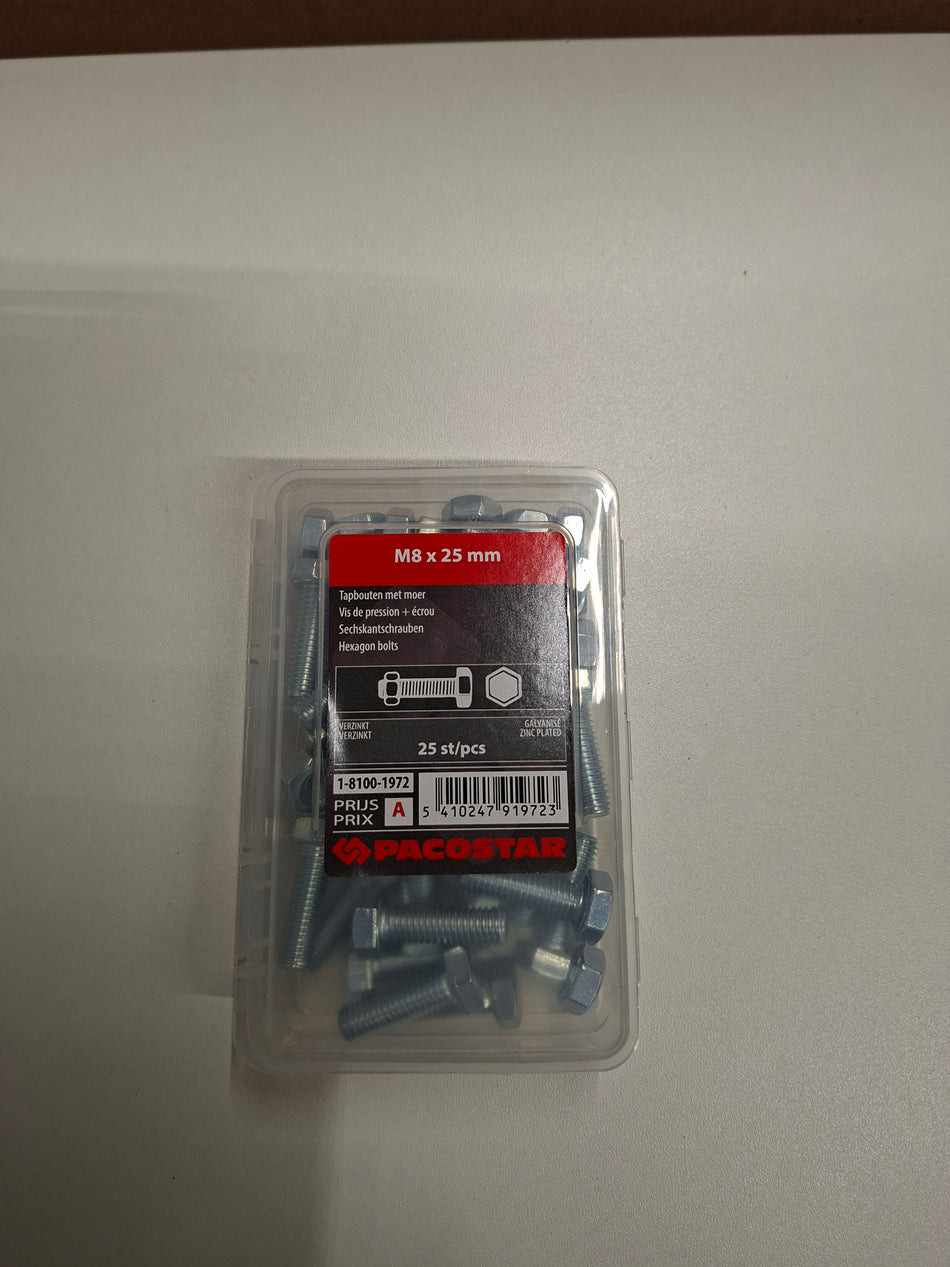 Tapbouten met moer M8x25mm