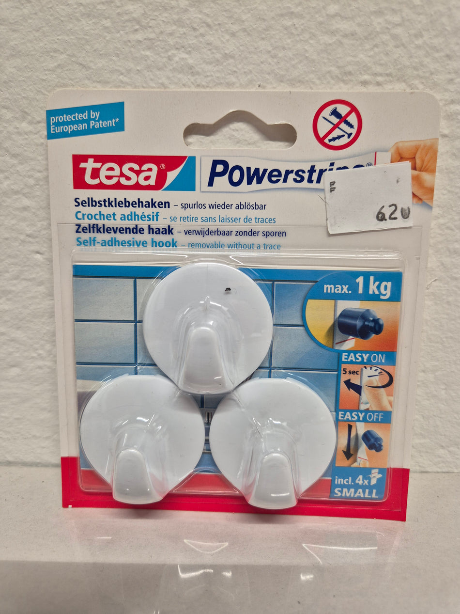 Tesa zelfklevende haakjes 3 stuks wit
