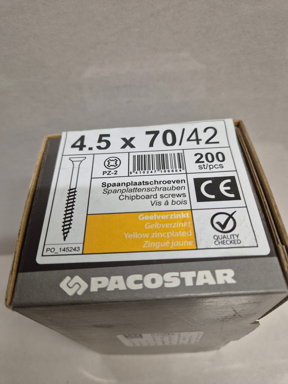 PANEELSCHROEVEN PLATKOP VERZ. - 4,5x70 mm