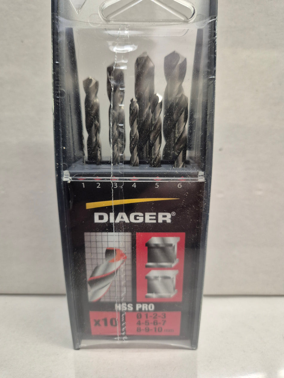 Diager set 10 Metaalboren van 1mm tot 10mm