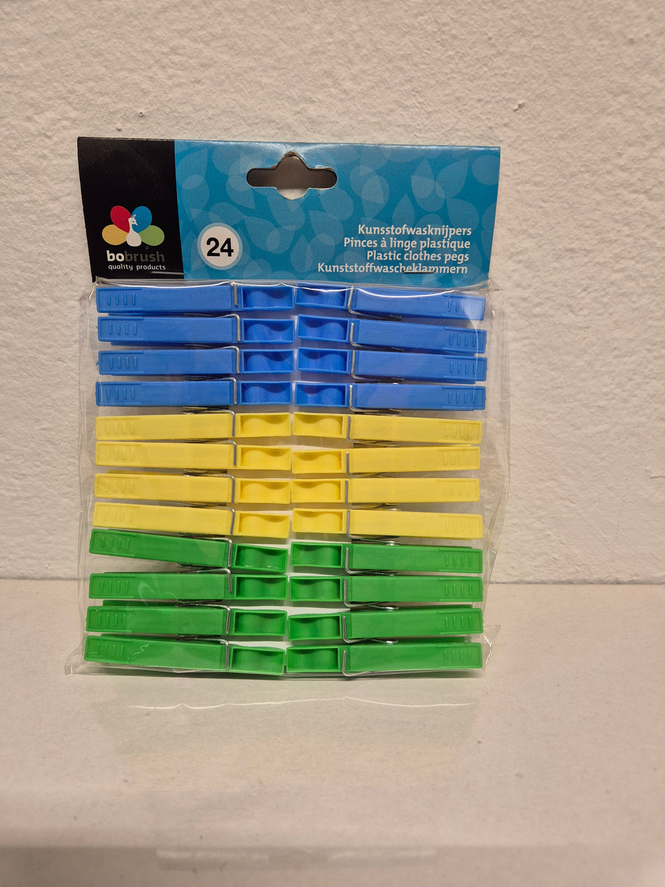 Bobrush wasknijper 24 stuks kunststof