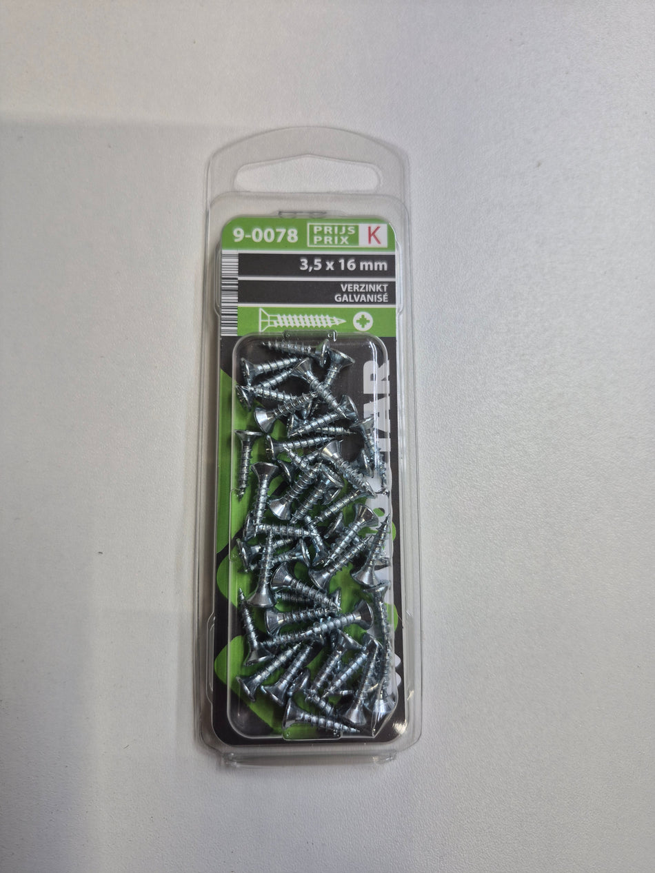 Spaanplaatschroeven platte kop - 3,5 x 16 mm