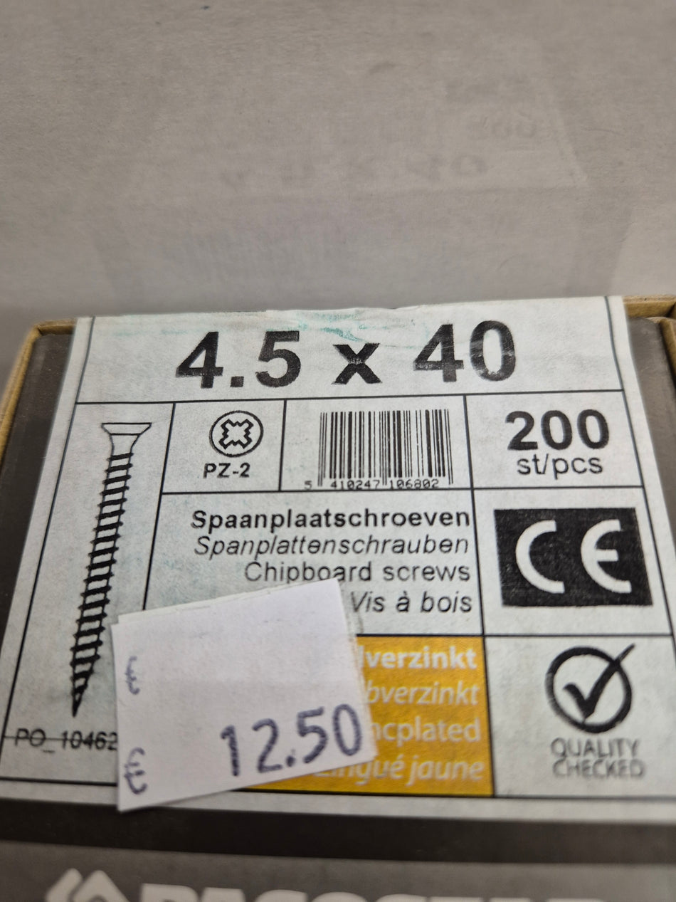 PANEELSCHROEVEN PLATKOP VERZ. - 4,5x40 mm