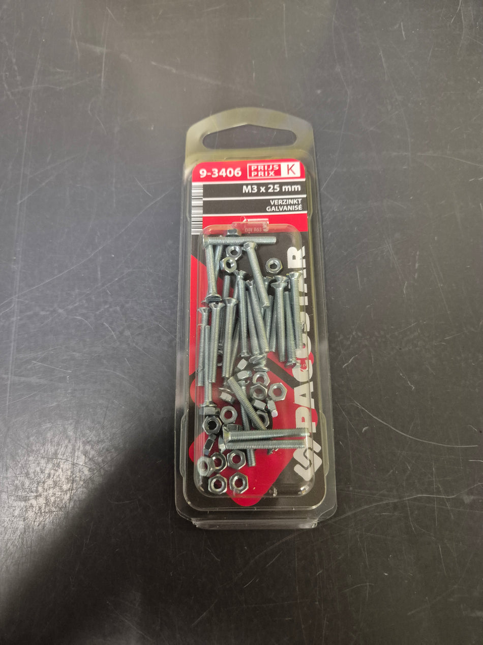 Metaalbouten platte kop M3x25mm