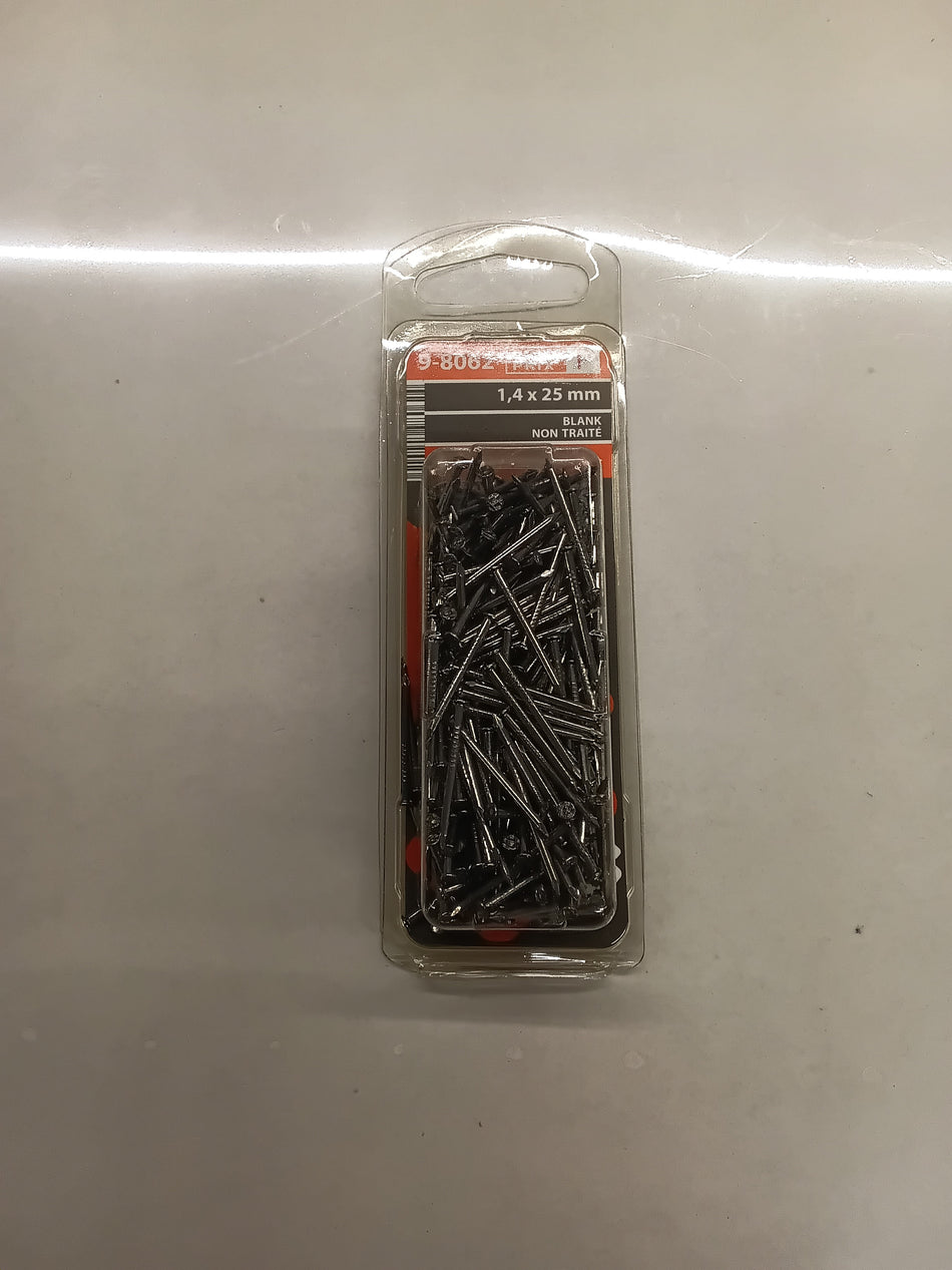 Draadnagels, platte kop, blank - 1,4 x 25 mm