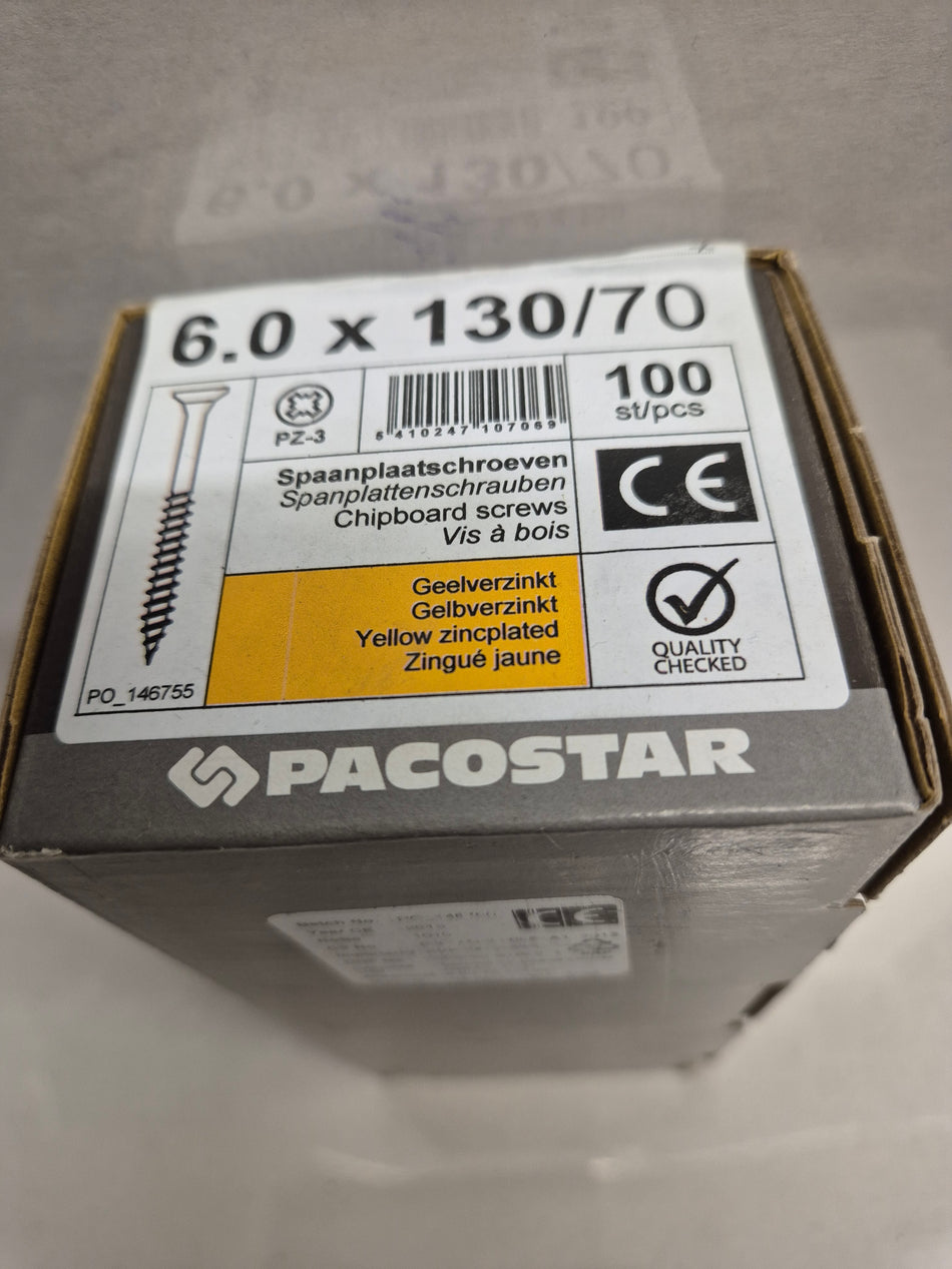 Paneelschroeven 6x130mm verzinkt