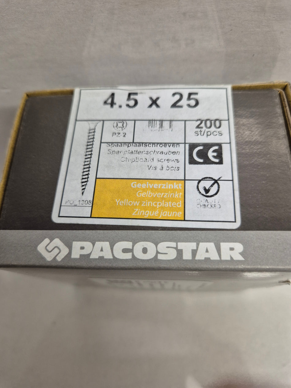 PANEELSCHROEVEN PLATKOP VERZ. - 4,5x25 mm