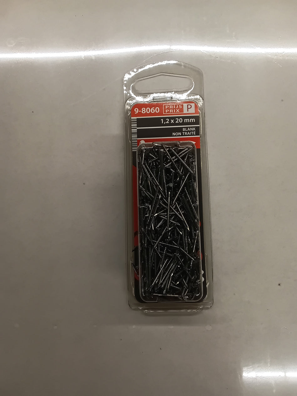 Draadnagels, platte kop, blank - 1,2 x 20 mm