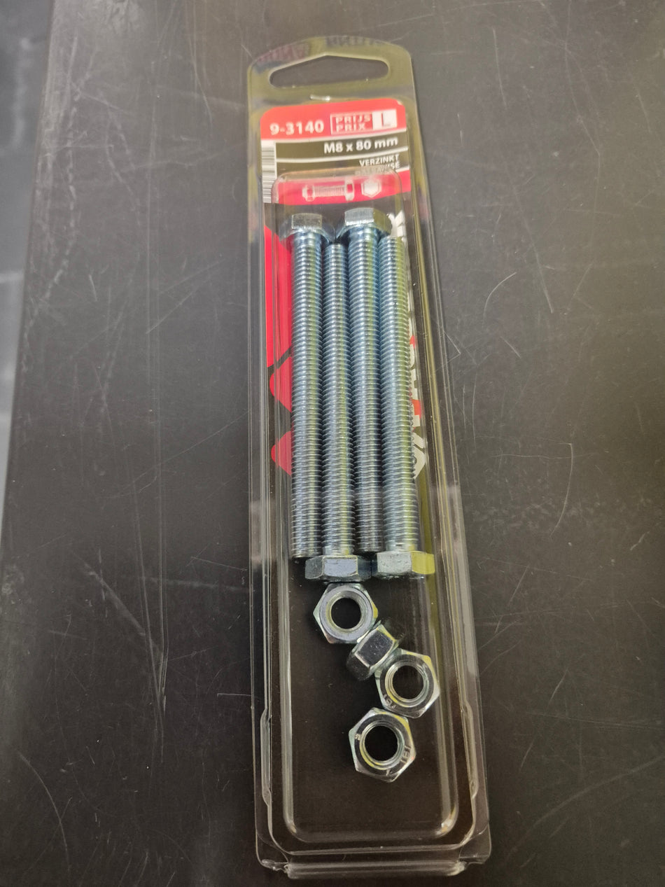 Tapbouten met moer M8x80mm