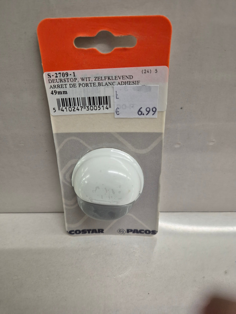 DEURSTOP, WIT, ZELFKLEVEND - 49mm