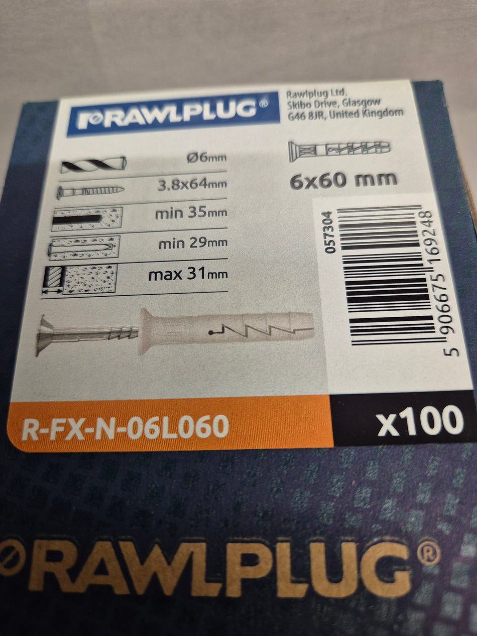 NAGELPLUG VERZONKEN KOP - 6x60 mm