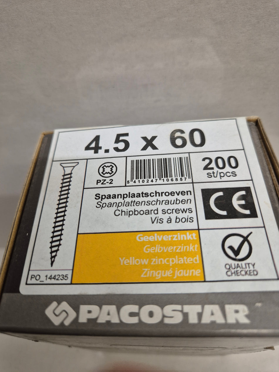 PANEELSCHROEVEN PLATKOP VERZ. - 4,5x60 mm