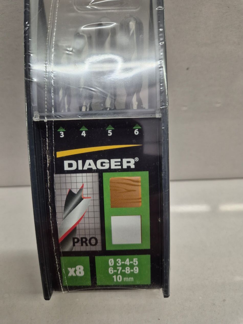 Diager set 8 houtboren van 3mm tot 10mm
