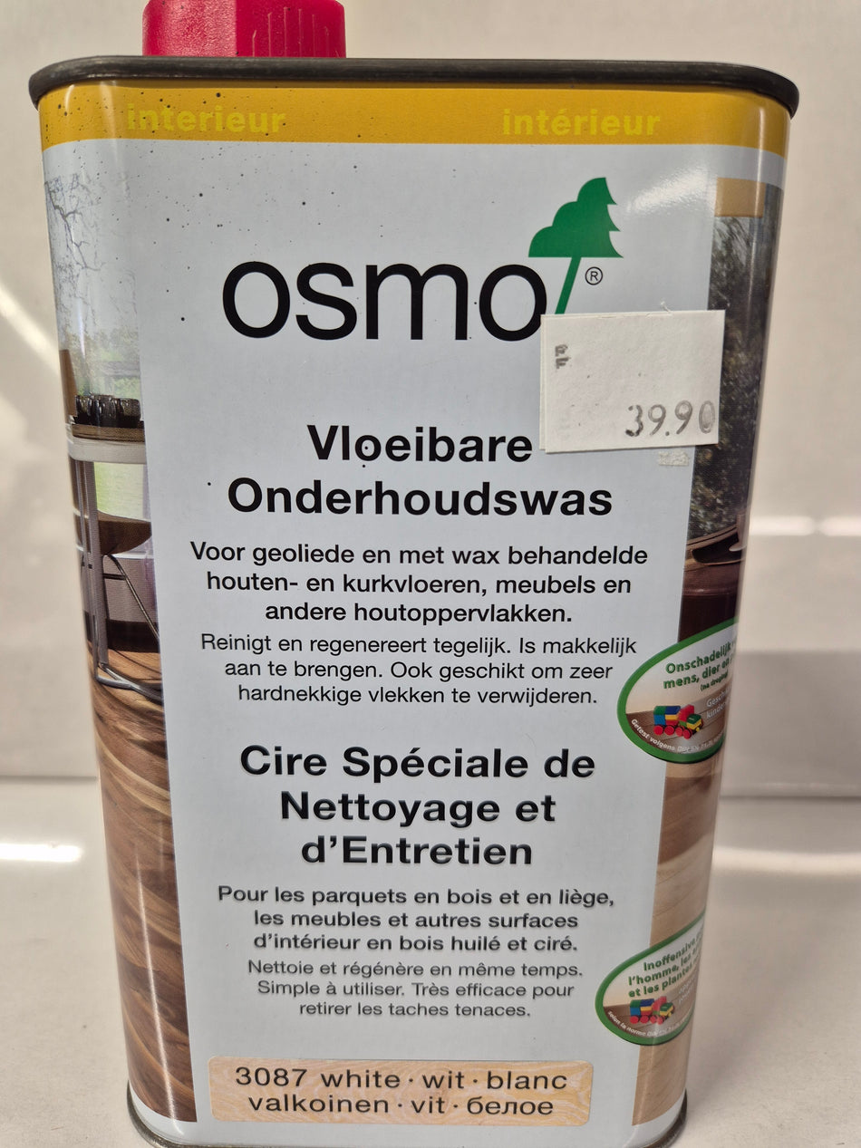 Osmo onderhoudswas en reinigingsmiddel voor geoliede houten vloeren en meubels 1l wit
