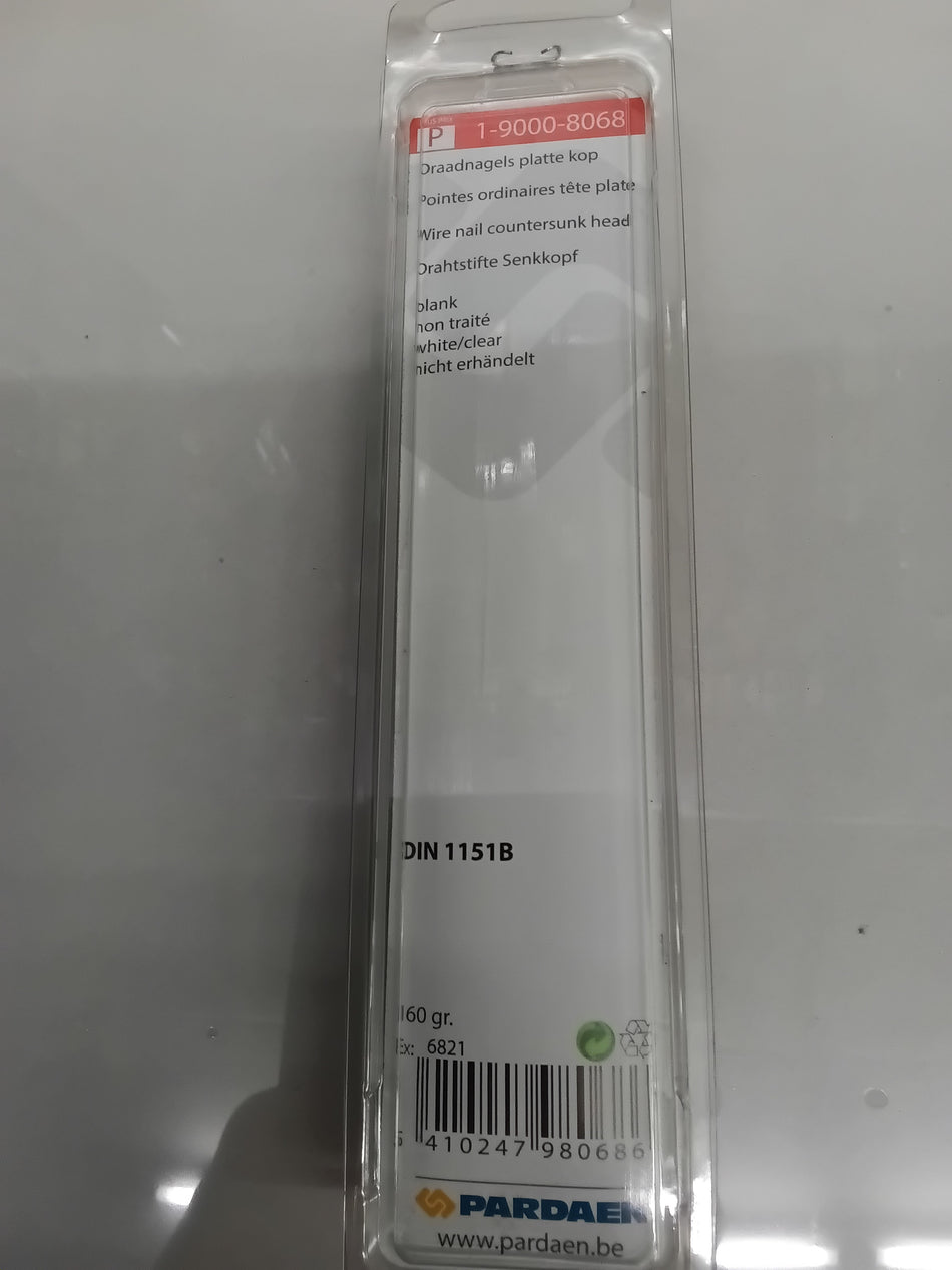 Draadnagels, platte kop, blank - 2 x 35 mm