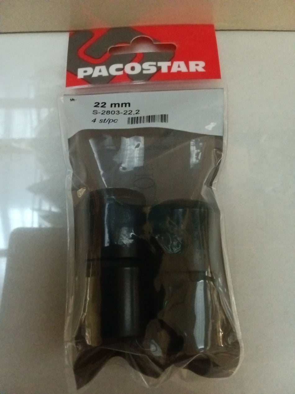 4 MEUBELPOOTDOPPEN PVC ZWART - 22 mm