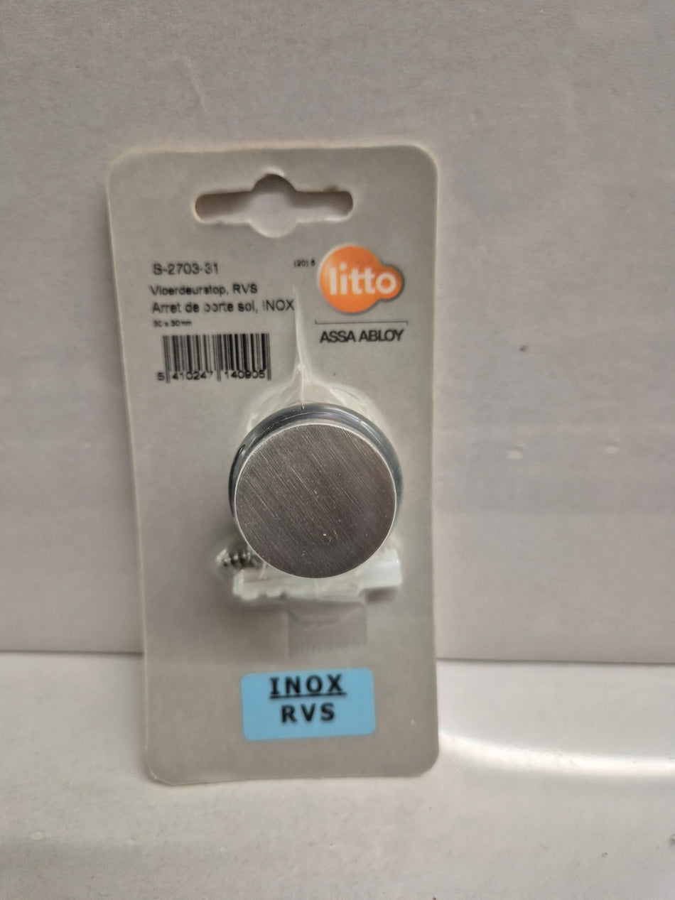 DEURSTOP,CILINDRISCH,VLOER,RVS - 30 x 30mm