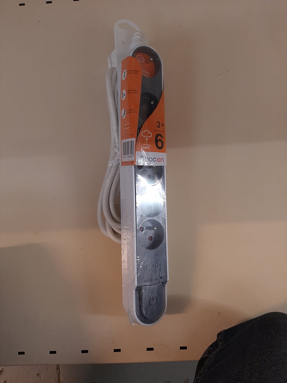 Stekkerdoos 6 stopcontacten wit 3m