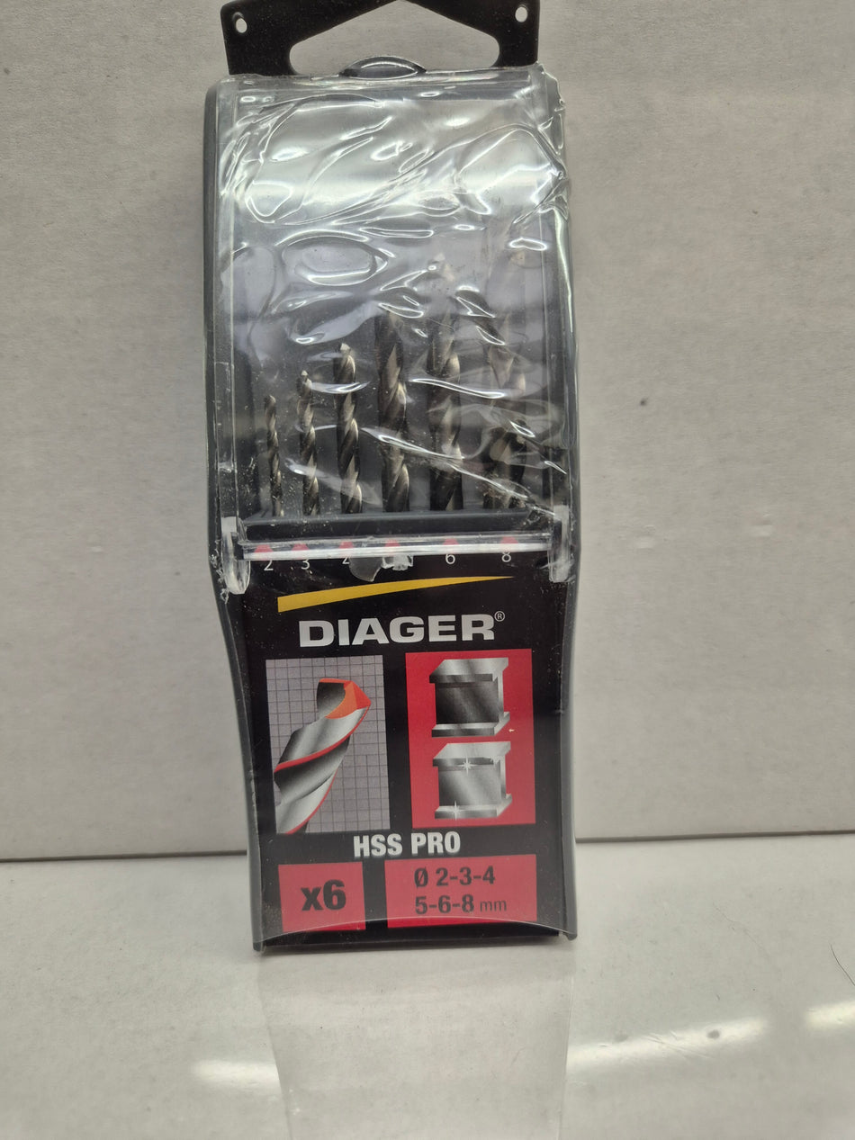 Diager set 6 metaalboren van 2mm tot 8mm