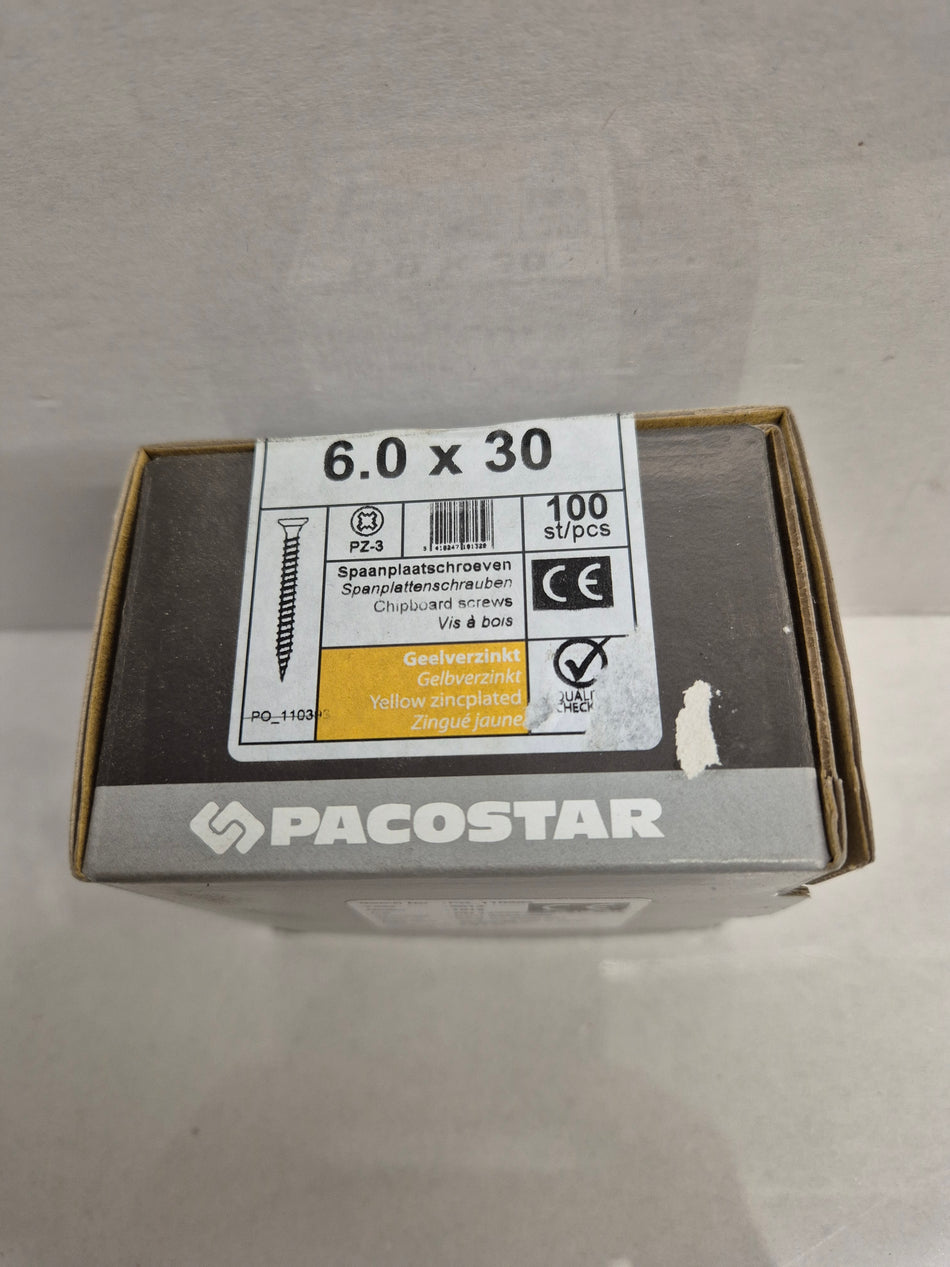 PANEELSCHROEVEN PLATKOP VERZ. - 6x30 mm 100stuks