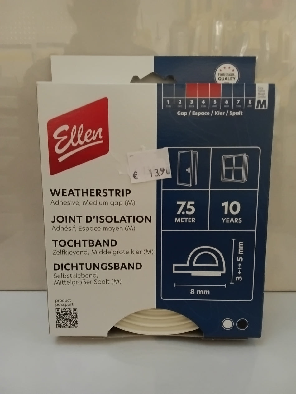 TOCHTBAND, P, WIT 600301050 - 8x5mm - 7.5 M