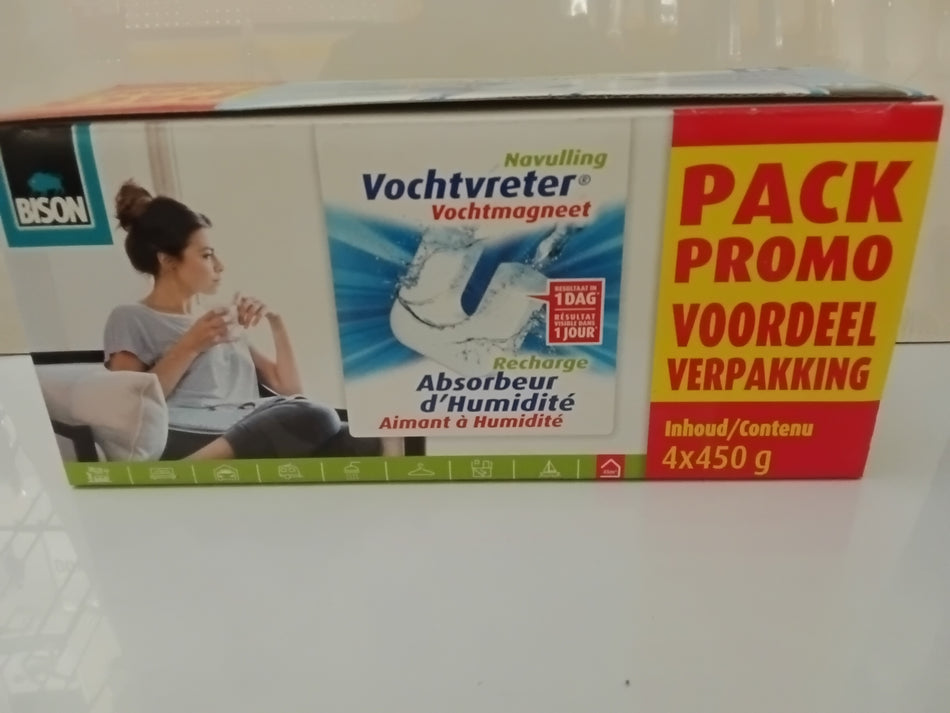 Bison Vochtvreter® Vochtmagneet Neutraal PROMO 4*450 g NL/FR