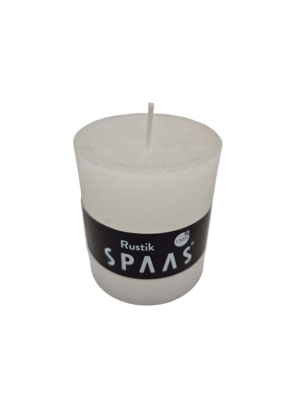 Spaas Rustik witte kaars – Ø 68 mm × 80 mm hoog